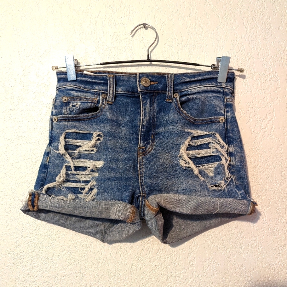 American eagle hi-rise shortie jean shorts